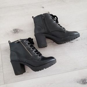 Black combat boots